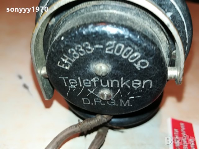 ЗАЯВЕНИ-хитлер-антика/реликва-telefunken eh333 2000ohm d.r.g.m.germany 0208212053, снимка 4 - Слушалки и портативни колонки - 33703794