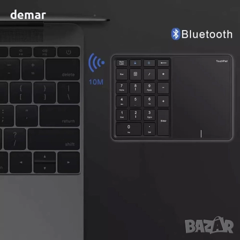 Безжична цифрова клавиатура LICAEVEY, 22 клавиша с тъчпад, Bluetooth, снимка 2 - Клавиатури и мишки - 52076864