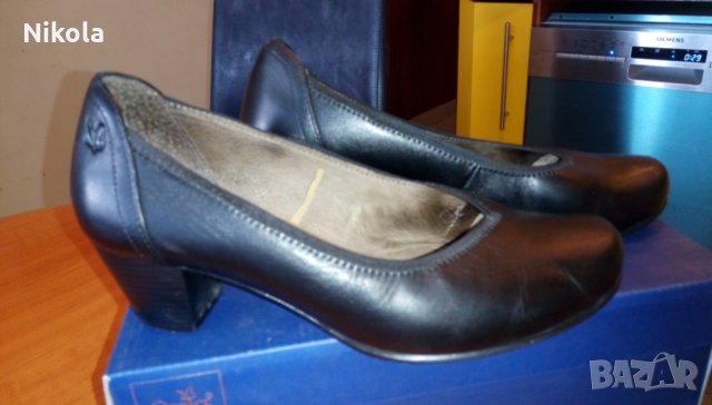 Caprice черни дамски кожени обувки черни №38 H и стелка 25см, снимка 9 - Дамски обувки на ток - 29150751