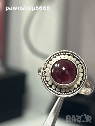 Сребърен пръстен 4,63 грама проба 925 с камък гарнет , снимка 4 - Пръстени - 53188861