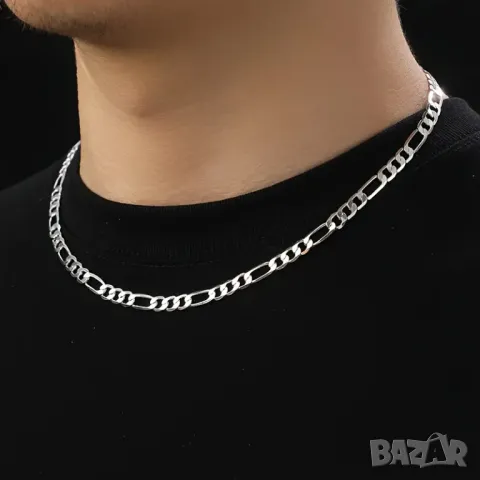 Сребърно синджирче и верижка Фигаро, снимка 6 - Колиета, медальони, синджири - 49744899