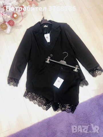 Комплект- сако и  къси панталонки с дантела, снимка 7 - Комплекти - 52632656