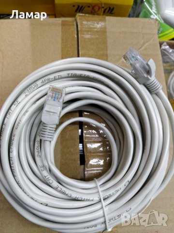 Готови кабели кабел за лан LAN мрежа 5м-50м и видео наблюдение.RJ45 UTP cable. Коаксиален, снимка 6 - Други - 31799075