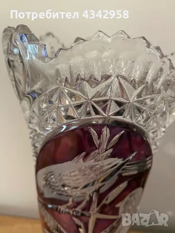 Hofbauer collection. Vintage 1960-1970г.Кристална ваза с птици., снимка 3 - Антикварни и старинни предмети - 50418972