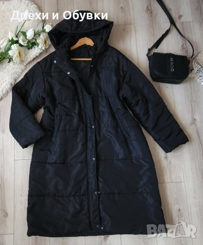 Дълго черно зимно яке с качулка , снимка 8 - Якета - 52771002