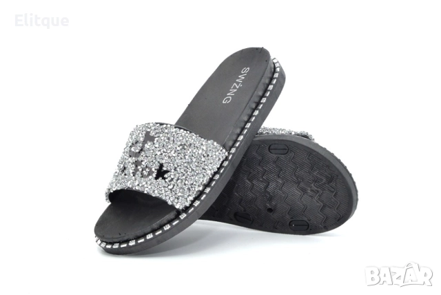 Блестящи дамски плажни чехли с кристали за летни ТикТок моменти на брега и пясъка, снимка 3 - Чехли - 52871995