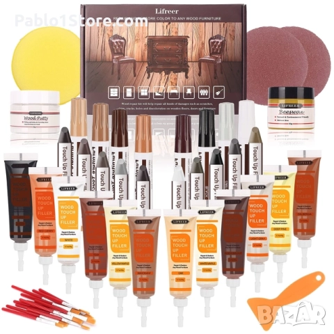 Комплект за ремонт на ламинат KMEIVOL, 42 броя комплект за ремонт на дървен пълнител, маркировка за 