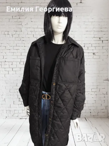 Дълго черно яке H&M, снимка 3 - Якета - 49231121