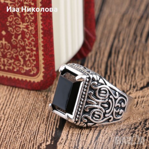 Пръстен с черен шпинел, снимка 3 - Пръстени - 40038718