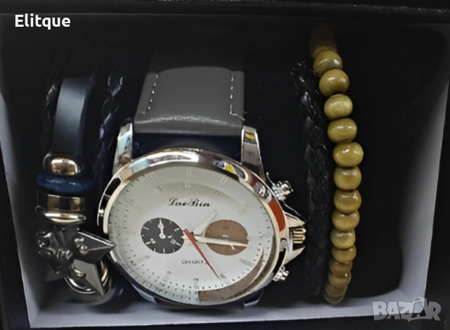 Стилен мъжки часовник в комплект с гривни