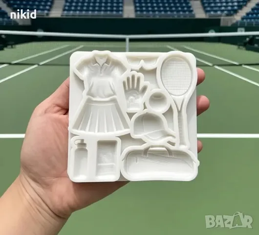 Спорт тенис ракета шапка спортни дрехи аксесоари силиконов молд форма фондан, снимка 2 - Форми - 55755162