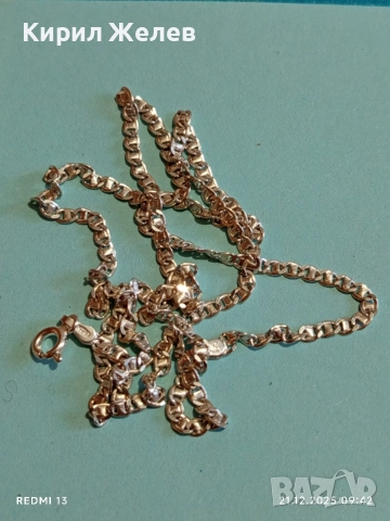 Сребърен синджир с плетка тип КАРТИЕ нежен стилен в перфектно състояние 40190, снимка 7 - Колиета, медальони, синджири - 52863366