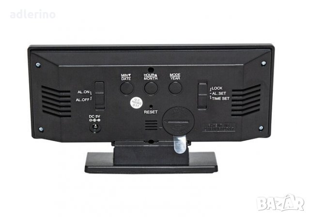 Черен огледален LED будилник, 4 в 1, снимка 4 - Други - 34402485