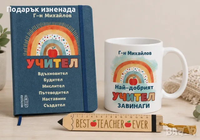 Персонализиран подарък за учител/ учителка – подаръчен комплект, снимка 5 - Арт сувенири - 50505561
