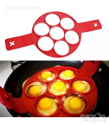 2897 СИЛИКОНОВА ФОРМА ЗА ПАЛАЧИНКИ И ЯЙЦА ЗА 7 БР., снимка 7 - Форми - 34266490