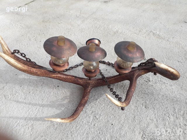Баварски полилей от еленов рог уникат, снимка 15 - Полилеи - 31342723