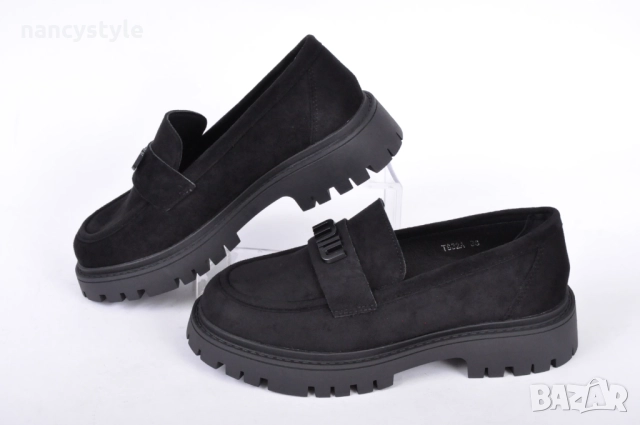 НОВО! Черни дамски лоуфъри от еко велур