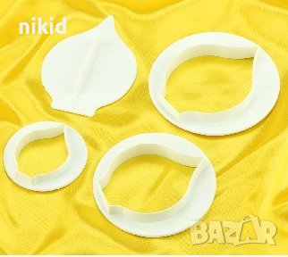 4 Кала Калии Лилия Лилиум листо пластмасови резци форми резец форма с бутало за сладки тесто фондан