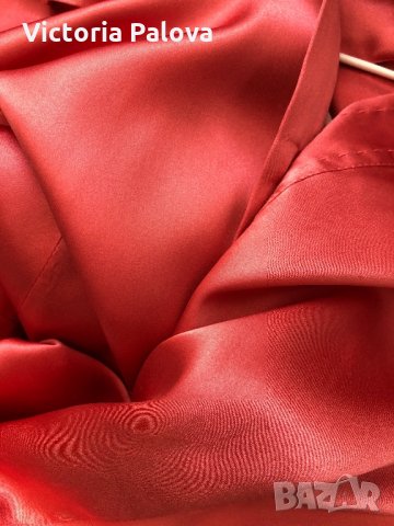 🇮🇹 Дизайнерска копринена риза цвят корал, снимка 7 - Ризи - 29198646