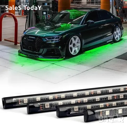 Светаща лента за кола, 4 бр, 120*90см, RGB, НЕОНОВИ Светлини за ходовата част, снимка 1