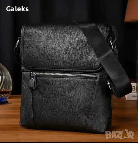 Премиум Луксозна, стилна мъжка бизнес чанта с презрамки /Черна естествена кожа!, снимка 7 - Чанти - 50305657
