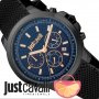 JUST CAVALLI 🍊 Мъжки часовник с хронограф "BLACK BLUE & GOLD" нов с кутия и 2г гаранция, снимка 6