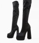 Дамски парти чизми/ботуши над коляното на висок ток и платформа, снимка 7