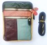 Унисекс кожена чантичка с дълга дръжка многоцветна тип пачуърк, снимка 2