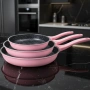 Комплект тигани Cheffinger розово с мраморно покритие – 3 части- розов цвят, снимка 1