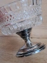 кристална бонбониера със сребърен пиедестал , снимка 1