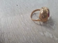 Български златен пръстен с рубин, снимка 2