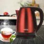 Електрическа кана, 1800W, 1.8л., Корпус неръжд. стомана, S/S, Инокс/Черен, Червен металик, снимка 2