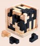 Логическа игра, 3D пъзел дървен куб от "Т" образни части, обрзователен подарък за дете, момче момиче, снимка 3
