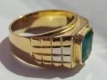 Масивен златен пръстен с Колумбийски смарагд/изумруд, снимка 1