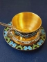 СССР-сребро 916-сребърни чаши с емайл позлата,сребърен сервиз, сребро,злато, снимка 4