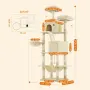 Драскалка за котки Beige 206 см – XXL катерушка с 2 къщички, хамак и площадки, снимка 2