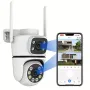 Двойна Smart WiFi безжична IP камера 5MP всяка, FULL-HD нощно виждане, SD карта, снимка 1