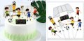 6 деца футболисти табло топка и врати игрище картонени топери украса декор за торта парти 