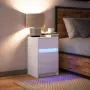 vidaXL Нощно шкафче с LED осветление, бяло, инженерно дърво, снимка 5