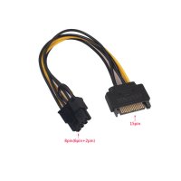 22.Преходен кабел 15 pin SATA Power to 8pin(6+2) PCI Express Adapter за захранване на видеокарти.НОВ, снимка 1 - Кабели и адаптери - 44264123