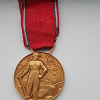 Френски сребърен позлатен медал, снимка 1 - Антикварни и старинни предмети - 30743646