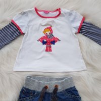 Дънки блуза и буйки за малка дама 3-6 месеца, снимка 2 - Комплекти за бебе - 29855182
