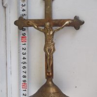 Кръст бронзов настолен с разпятието - 250 гр., снимка 3 - Други ценни предмети - 29662496