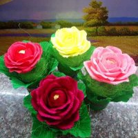 Хартиени рози- ръчна изработка, снимка 4 - Изкуствени цветя - 31989999