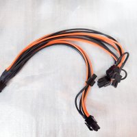 Захранващ кабел за видеокарта PCI-E 6-пин към 2×8-пин(6+2), снимка 1 - Кабели и адаптери - 42652539
