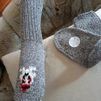 Ръчно плетени чорапи с картинка размер 38, снимка 2 - Мъжки чорапи - 39736209