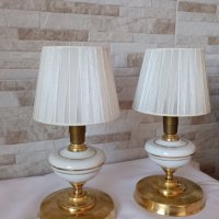 Комплект стари нощни лампи - месинг и порцелан - Антика, снимка 4 - Антикварни и старинни предмети - 42901670