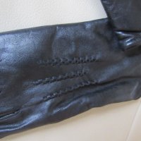 Черни мъжки кожени ръкавици с подплата от естествена кожа,, снимка 2 - Ръкавици - 31594713