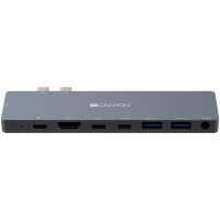 USB Хъб USB Преобразувател CANYON CNS-TDS08DG, 8-in-1 Multiport Docking Station Dual, снимка 1 - Друга електроника - 31110376