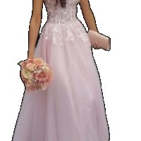 Бална рокля в цвят розова пудра, с перли и нежни цветя по корсета, снимка 2 - Рокли - 44244685